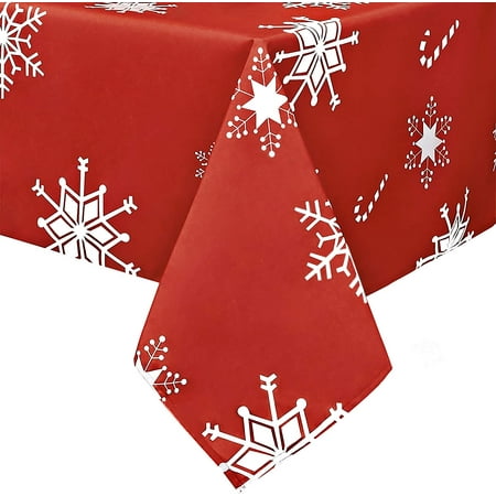 

Cambpdkje Rectangle Christmas Table Cloth Oil-Proof Spill-Proof and Water Resistance Tablecloth Decorative Fabric Table Cover for Outdoor and Indoor Use (60 x 120 inch Snow-Flake)