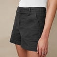thumbnail image 5 of Women's Stretchy Twill Mid-Rise Shorts with Side Pockets - Soft Brushed Fabric, Flattering Fit Casual Shorts for Summer Walking & Errands,Black L, 5 of 5