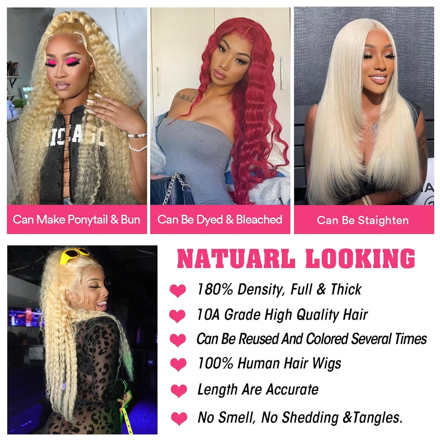 36 inch 613 Deep Wave Wig Human Hair 13x6 Blonde Lace Front Wigs Human Hair Pre Plucked with Baby Hair 180% Density 613 HD Lace Frontal Wig for Women