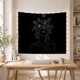 thumbnail image 3 of White Line Figure Behind Flowers with Butterfly Above, Calming Minimalist for Art Lovers, Botanical Wall Art, Housewarming Gift, Tapestry Wall Hanging for Bedroom and Studio, 3 of 5