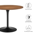 thumbnail image 5 of 40 Inch Dining Table, Walnut Black, Wood, Metal, Mid Century Kitchen Cafe Bistro Hospitality Restaurant, Modern Contemporary HB34691, 5 of 7
