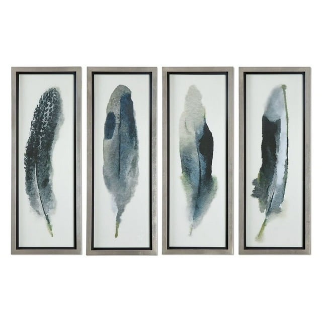Uttermost à Plumes Beauté Contemporain Sapin Bois Imprimés - Multicolore (Lot de 4)