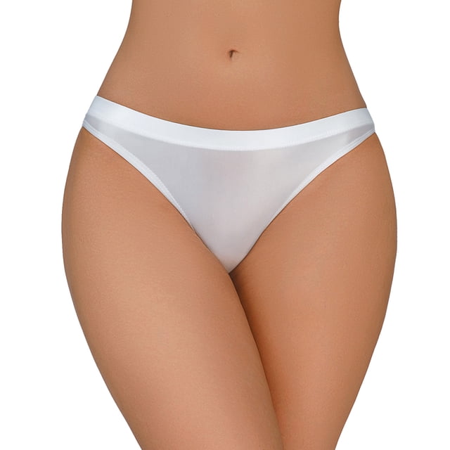 Gibobby Lencería sexy Calzoncillos de cintura brillantes y sedosos para mujer Ropa interior sexy transparente(Blanco, XL)