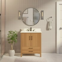 California 30" Bathroom Vanity with Blonde Veneer Cabinet and Matte White Top