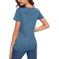 thumbnail image 4 of T-shirt Henley à Manches Courtes/longues pour Femmes, Décontracté, Basique, 4 of 4