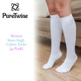 thumbnail image 3 of PureTwine Knee High Socks for Women Comfort Seam Soft Combed Cotton Blend Long Dress Socks for Women Athletic Socks 4 Pairs, 3 of 7