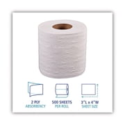 Boardwalk 2-Ply Toilet Tissue, Standard, Septic Safe, White, 4 x 3, 500 Sheets/Roll, 96 Rolls/Carton
