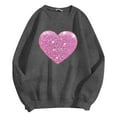 thumbnail image 5 of Arlun Valentines Sequins Heart Graphic Sweatshirts for Women Casual Long Sleeve Glitter Heart Graphic Pullover Tops Autumn and Winter Fashion Going out Outfits Dark Gray M, 5 of 5