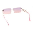 thumbnail image 4 of Luxury Jewel Large Chain Link Arm Rimless Rectangle Designer Sunglasses Gold - Purple Blue, 4 of 4