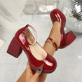 thumbnail image 6 of SACFOF Women’s High Chunky Platform Closed Toe Block Heels Square Toe Ankle Strap Dress Wedding Party Pumps Shoes, 6 of 6