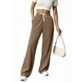 thumbnail image 1 of Pantalones Deportivos Holgados de Cintura Alta con Cordón Ajustable para Mujer, Pantalones Deportivos de Pierna y Bolsillos Marrón M, 1 of 7