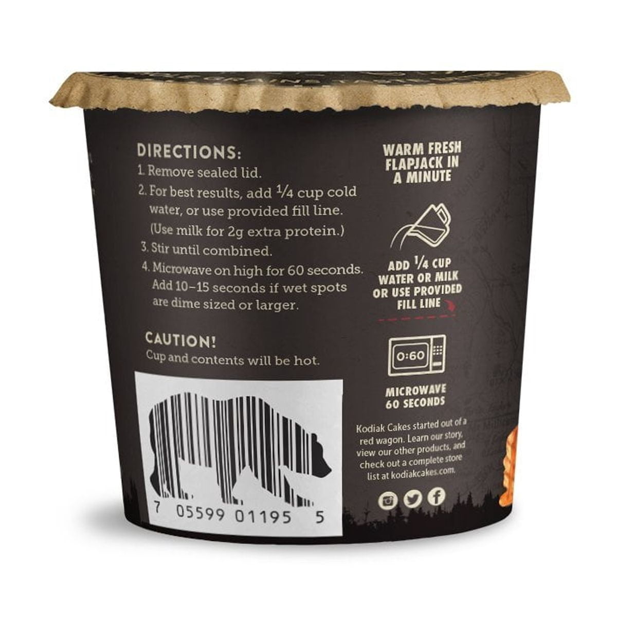 Kodiak Cakes Flapjack Unleashed Cup, Buttermilk and Maple, 2.15 oz (Pack of 12)