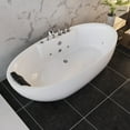 thumbnail image 3 of 67-in L x 31.5-in W White Acrylic Center Drain Freestanding Whirlpool Tub with Faucet - Handshower - Headrest - 7 Water Jets, 3 of 17