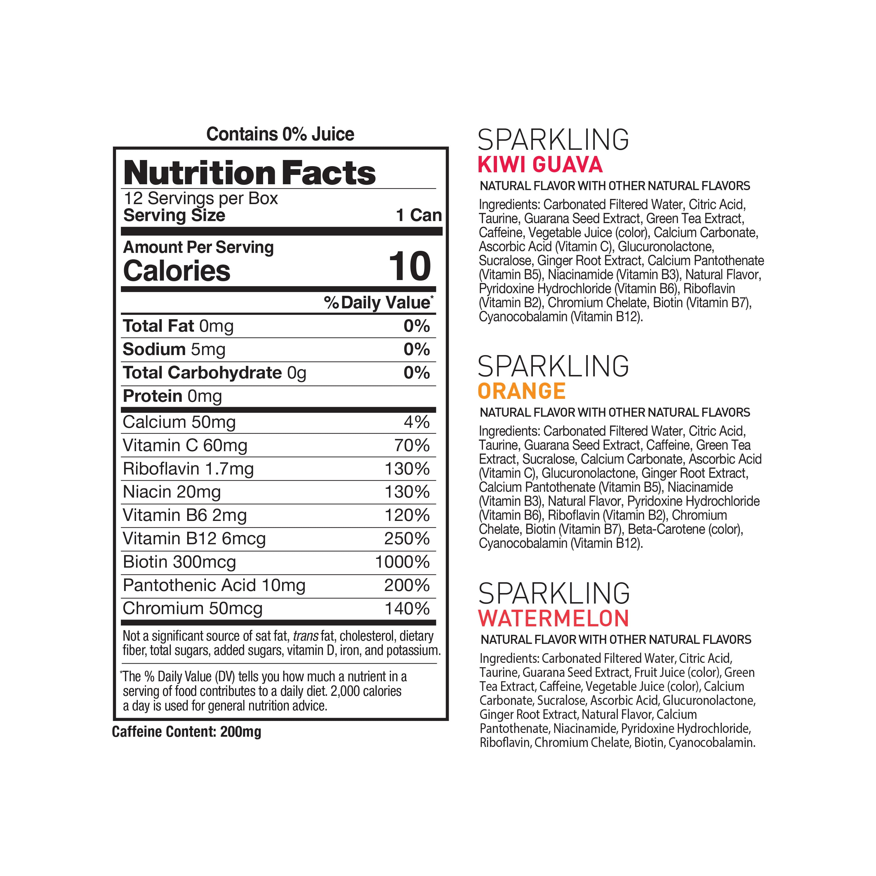 CELSIUS Sparkling Three Flavor, Zero Sugar Energy Drink (pack of 12)