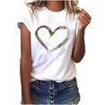 thumbnail image 1 of Pompotops T-shirt Décontracté à Manches Courtes pour Femmes, Col Rond Imprimé, Ample, 1 of 9