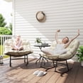 Outsunny Set of 2 Outdoor Papasan Rocking Chairs, Beige Oversized Patio ...
