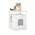thumbnail image 3 of White Compact Cat Litter Box Enclosure Side Table, 3 of 8