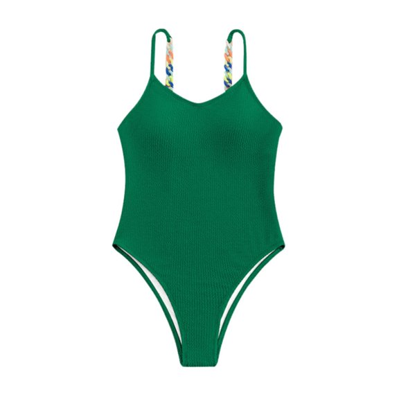 Sngxgn Women's Swimsuits Ruched Bathing Suit Tummy Control Back Tie(Green,L)