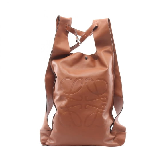 Pre-Owned LOEWE Anagram Shopper Backpack Handbag Leather Women's Brown 31777AA90