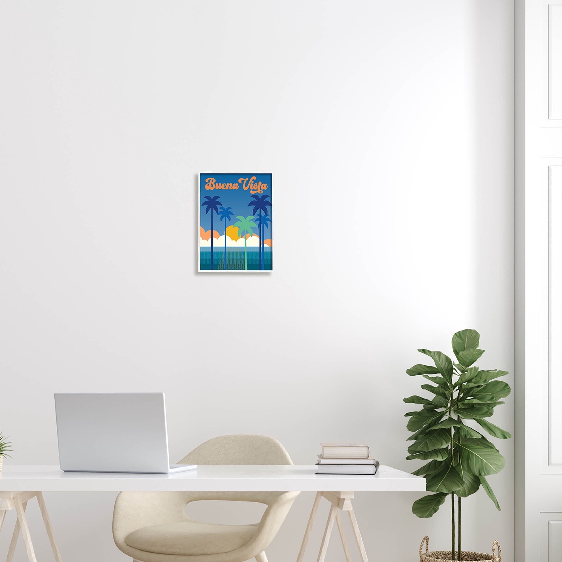 Stupell Industries Buena Vista Tropical Palms Scene Graphic Art White Framed Art Print Wall Art, Design by Wild Apple Portfolio