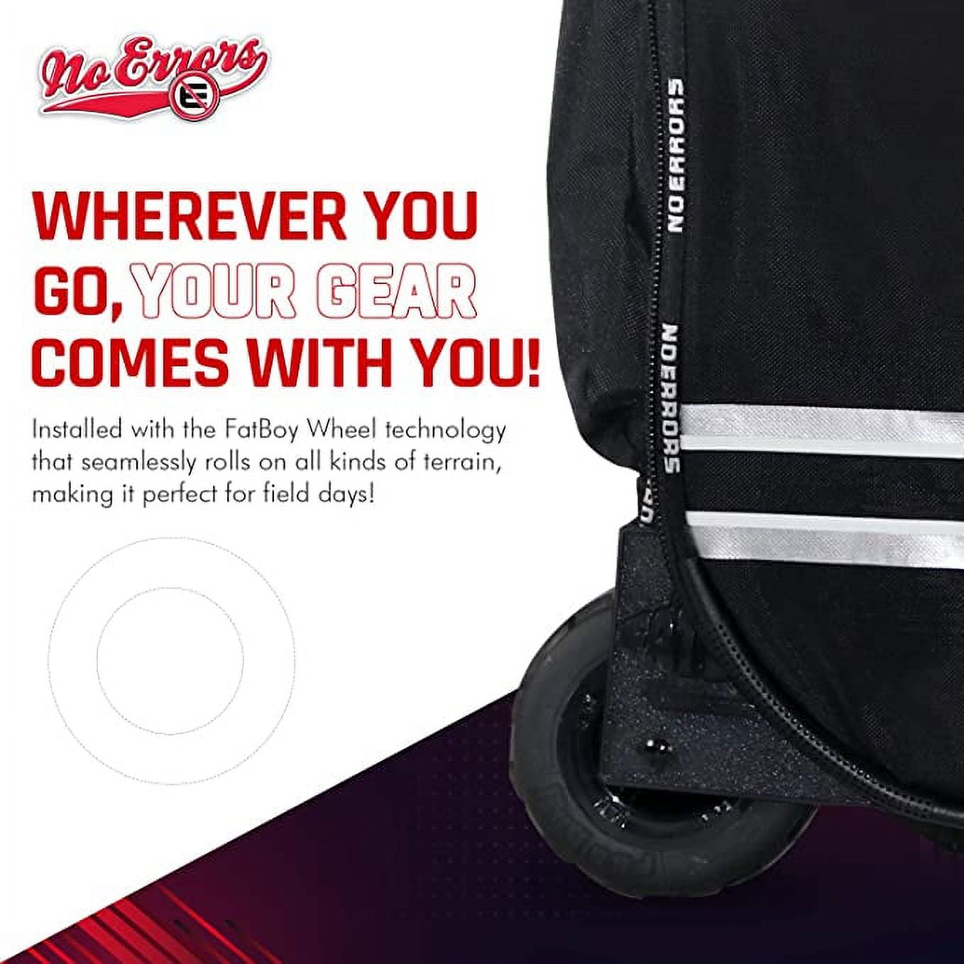Ball Boy XL Wheeled Baseball Coaches Bag - Heavy Duty Baseball and Softball Bag for Coaches - Holds Two 6 Gallon Ball Buckets and Coaching Equipment