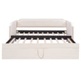thumbnail image 5 of Twin Daybed with Trundle, Velvet Upholstered Sofa Bed, Modern Pop Up Trundle Bed for Guest Room or Small Space, Beige, 5 of 7