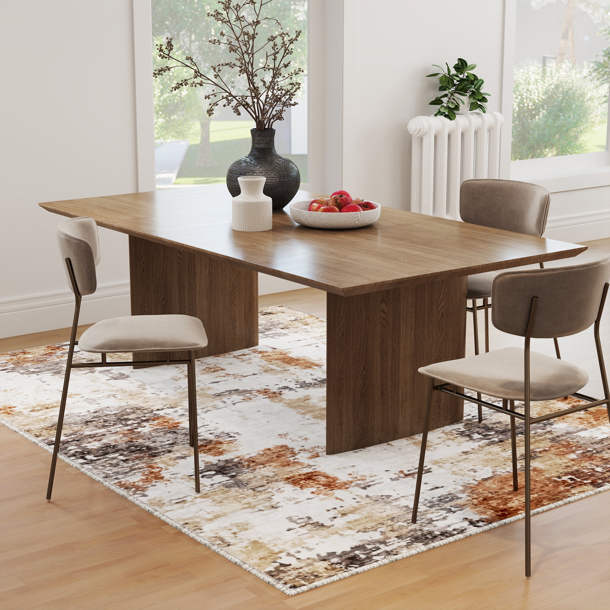 EnHomee Area Rug for Living Room 5x7 Area Rugs for Bedroom Modern Abstract Rug with Rubber Backing Non Slip Washable Persian Carpet, Brown Gray