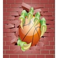 thumbnail image 3 of Ambesonne Brick Wall Duvet Cover Set, Basketball Cartoon Art, Twin, Coral Orange Lime Green, 3 of 3