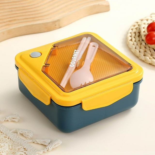 Dvkptbk bento box Plastic Lunch Box Microwave Heated and Separated Bento Box with Tableware Student Office Worker Portable Lunch Box