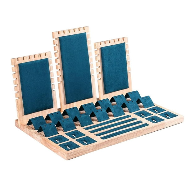 Expositor de joyas, expositor de joyas, organizador de madera Terciopelo Verde Oscuro