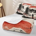 thumbnail image 4 of Homewish Japanese Landscape Twin Quilt Set,Sunset Ink Painting Twin Coverlet Set,Red Cream,2pcs, 4 of 7