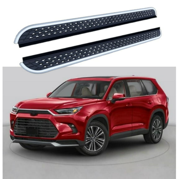 2Pcs Aluminum Running Boards Fixed Nerf Bars Side Steps with Brackets Compatible with Toyota Highlander Kluger 2020-2025(LB)