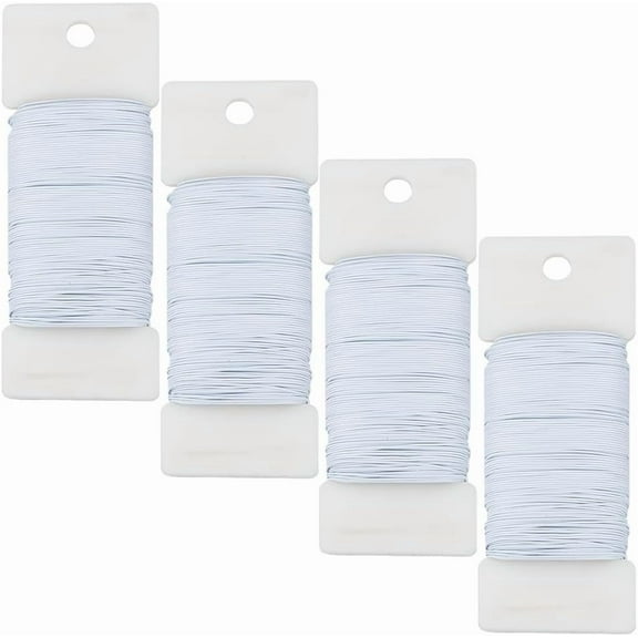 Baking Painted Iron Wire Round for DIY Craft White 0.5mm 24 Gauge about 180.00 Feet(54.86m)/Roll