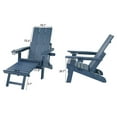 thumbnail image 2 of Innovaze Folding Adirondack Chair with Ottoman, 700LBS Heavy Duty Poly Lumber Outdoor Chair, Adjustable Back, Cup Holders, All Weather HIPS Patio Chair for Porch, Backyard, Pool (Navy Blue), 2 of 13
