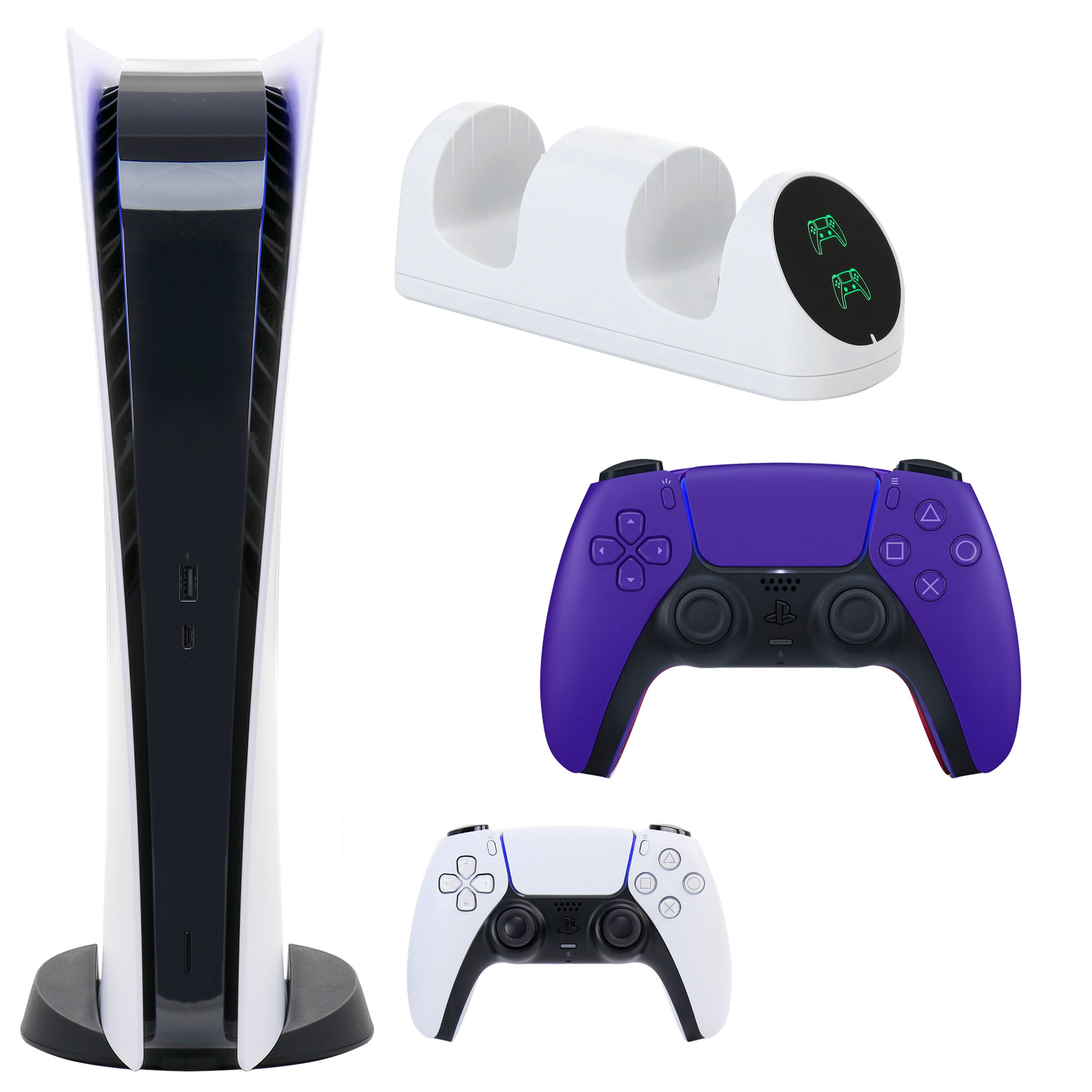 Sony PlayStation 5 Digital Console with Extra Purple Dualsense Controller and Dual Charging Dock