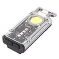 thumbnail image 3 of Mini linterna LED recargable COB de 800 lúmenes para exteriores, luz de trabajo con llavero, abrebotellas, luz de señal K45 plateada, 3 of 14