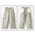 thumbnail image 4 of BYHONG Boys Casual Pants Straight Leg Wide Cargo Pants for Kids Age 4 13 Summer Loose Fit Comfortable Daily Wear with Sneakers Khaki 170, 4 of 9