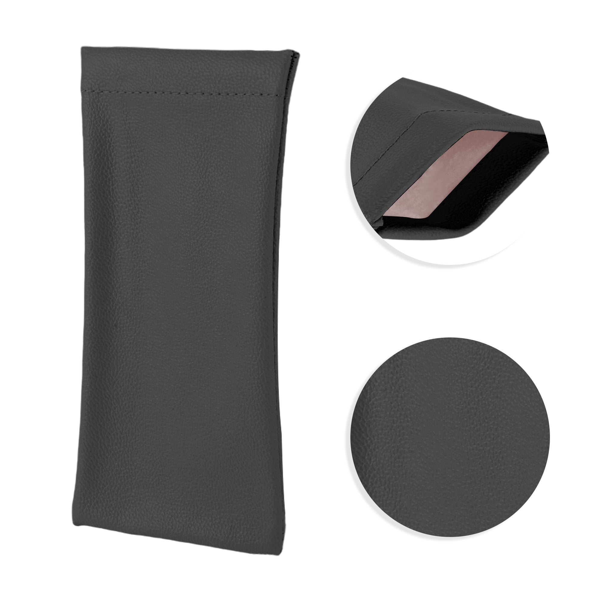 Unique Bargains Lychee Pattern Eyeglasses Bag Classic Simple Sunglass Case Black