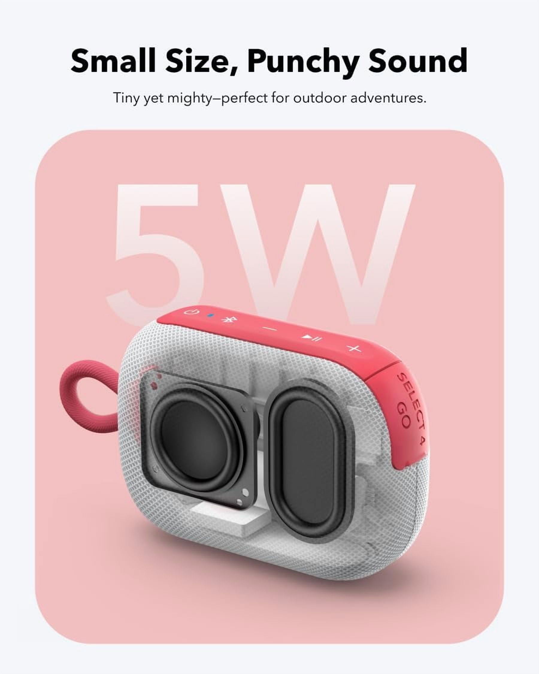 Soundcore Select 4 Go Bluetooth Shower Speaker by Anker, IP67 Waterproof/Dustproof, Portable, Wireless, 20H Playtime, Floatable, Powerful Sound, Electronics for Outdoors/Home/Office/Travel/Party-Red