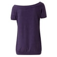 thumbnail image 4 of Weikingp Oversized Tshirts For Women Women's Summer Tops Women Boat Neck Short Sleeve Off Shoulder Solid Casual Loose T Shirt Tops Tshirts Shirts For Women Purple L, 4 of 4