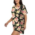 thumbnail image 2 of Fotbe Rose Flowers Print Pajama Set for Women 2 Piece Loungewear Short Sleeve Tops and Shorts Set Soft Sleepwear-XX-Large, 2 of 7