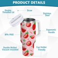 thumbnail image 4 of 40 oz Tumbler with Handle Lid and Straw Insulated Water Tumbler Stainless Steel Water Cup Mug Bottle Reusable Cup Holder Friendly Red Strawberry, 4 of 6