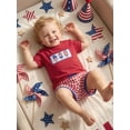 thumbnail image 4 of BemeyourBBs Toddler Baby Boys Girls 4th of July Outfit Patriotic Independence Day Baby Summer Clothes Ice Cream Embroidery Crew Neck T-Shirts and Elastic Waist Plaid Shorts Set 2pcs, 4 of 9
