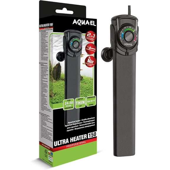 Aquael Ultra Aquarium Heater for Freshwater & Saltwater Aquariums - 150 Watt, 24-40 Gallon