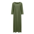 thumbnail image 6 of ShomPort Cotton Linen Dresses for Women 3/4 Sleeve Crew Neck Fashion Casual Loose Beach Dress, 6 of 6