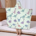 thumbnail image 5 of Colorful Dinosaur Assortment Pattern Hooded Bath Towel，50"x30" for Ages 3 To 12 Kids, Quick Dry Lightweight Soft Microfiber Hood Beach Towel Cover Up for Kids, 5 of 7