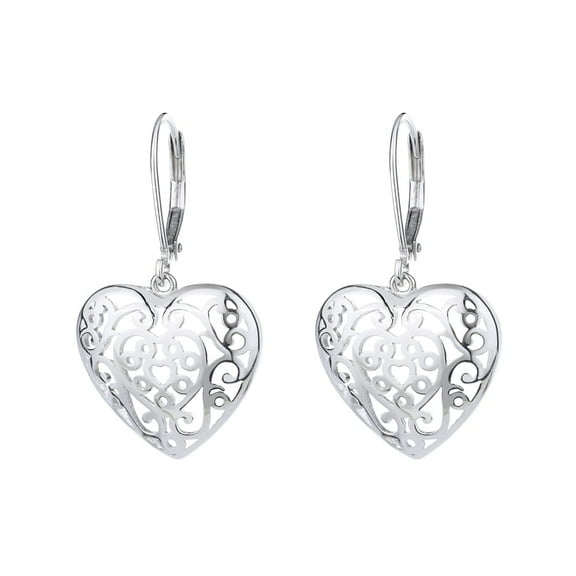 Sterling Silver Filigree Heart Earring