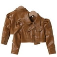 thumbnail image 5 of Esaierr Kids Baby Girls Spring Fall Leather Jacket Coat Toddler Motorcycle Faux Leather Jackets Coat Winter Outwear Short Fashion Casual PU Leather，Size 1-7Y, 5 of 9
