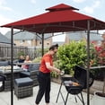 thumbnail image 5 of Eurmax 5FT x 8FT Double Tiered Replacement Canopy Grill BBQ Gazebo Roof Top Gazebo Replacement Canopy Roof（Burgundy）, 5 of 5