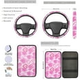 thumbnail image 3 of Jeiento Pink Love Heart Car Seat Cover Full Set with Steering Wheel Cover Seat Belt Pads Auto Armrest Covers Cup Holders Keychain Fit for Most Vehicles Interior Auto Accessory Sets, 3 of 8